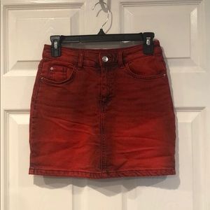 Red Denim Skirt